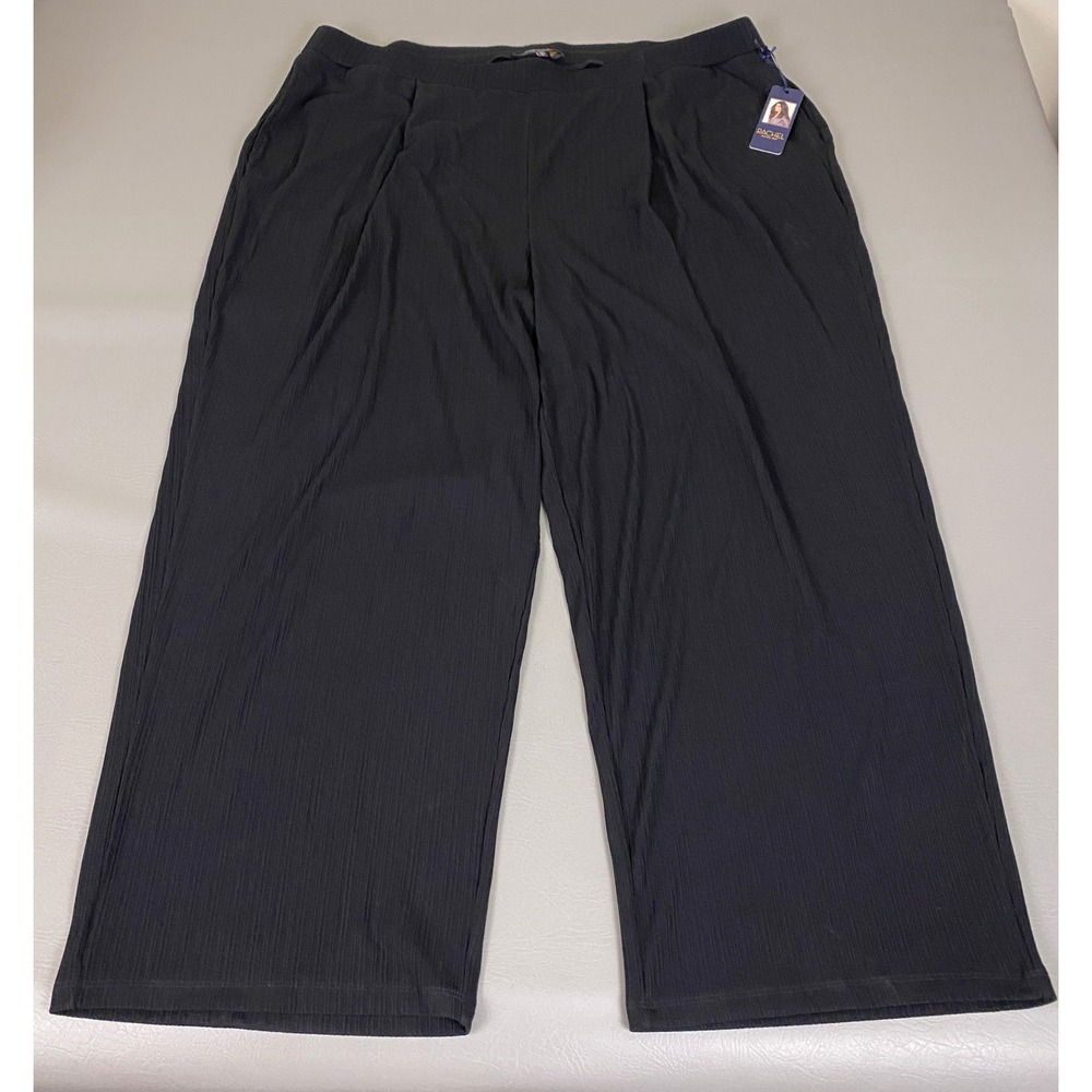 Rachel Roy Wide Leg Pants Women's Plus Size 3X Cropped Black Ribbed New NWT